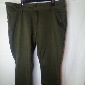 Sandpiper Pants Women 22W Straight Skinny Green